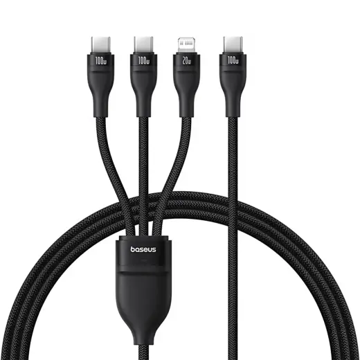 Baseus Flash Series 3 3-in-1 data transfer and charging cable | USB-C to USB-C, Lightning | 100W | with LED display | 1.5m | black