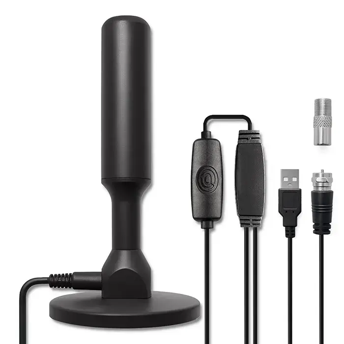 Qoltec Indoor DVB-T2 TV antenna with signal amplifier and magnetic base | 4K | 28dBi | 5m