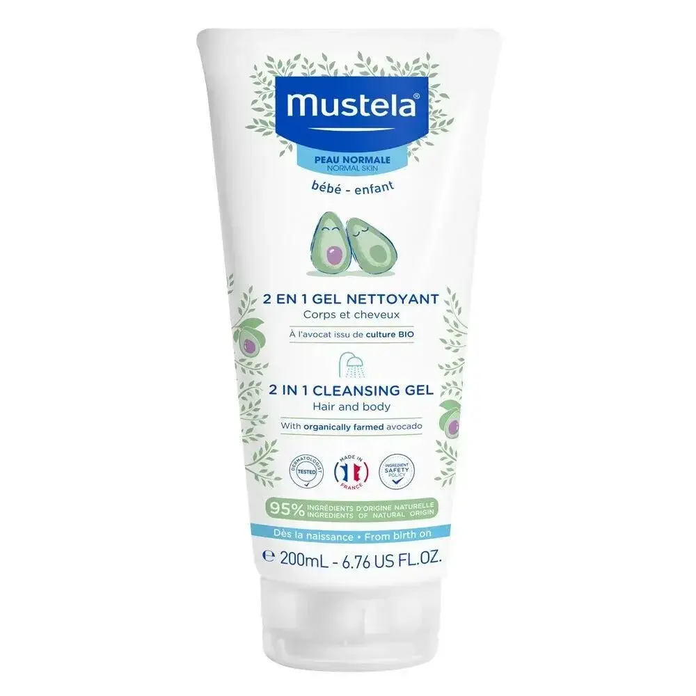 Mustela, 2 In 1, Avocado, Gentle Cleansing, Cleansing Gel, For Face & Hair, 200 ml