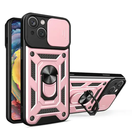 Hybrid Armor Camshield phone case for iPhone 14 Plus pink (with camera lens protection)