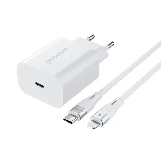 Proove wall charger Rapid 20W USB-C + USB-C - Lightning cable 27W white