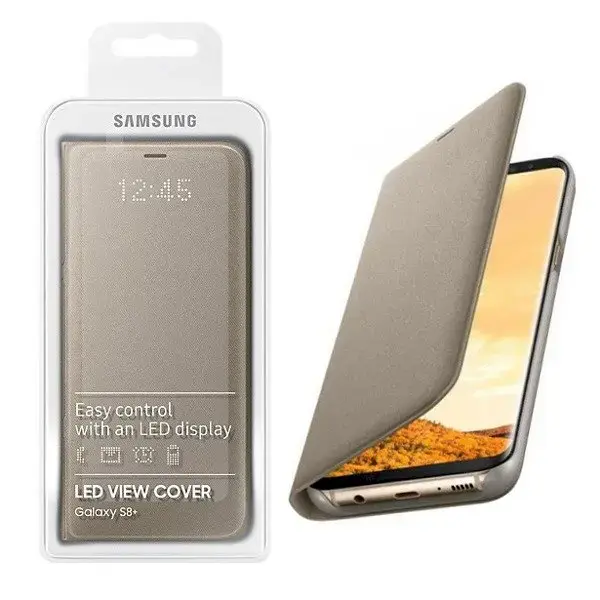 Samsung EF-NG955PFEGWW LED View Cover Original Book case for Samsung G955 Galaxy S8 Plus Gold