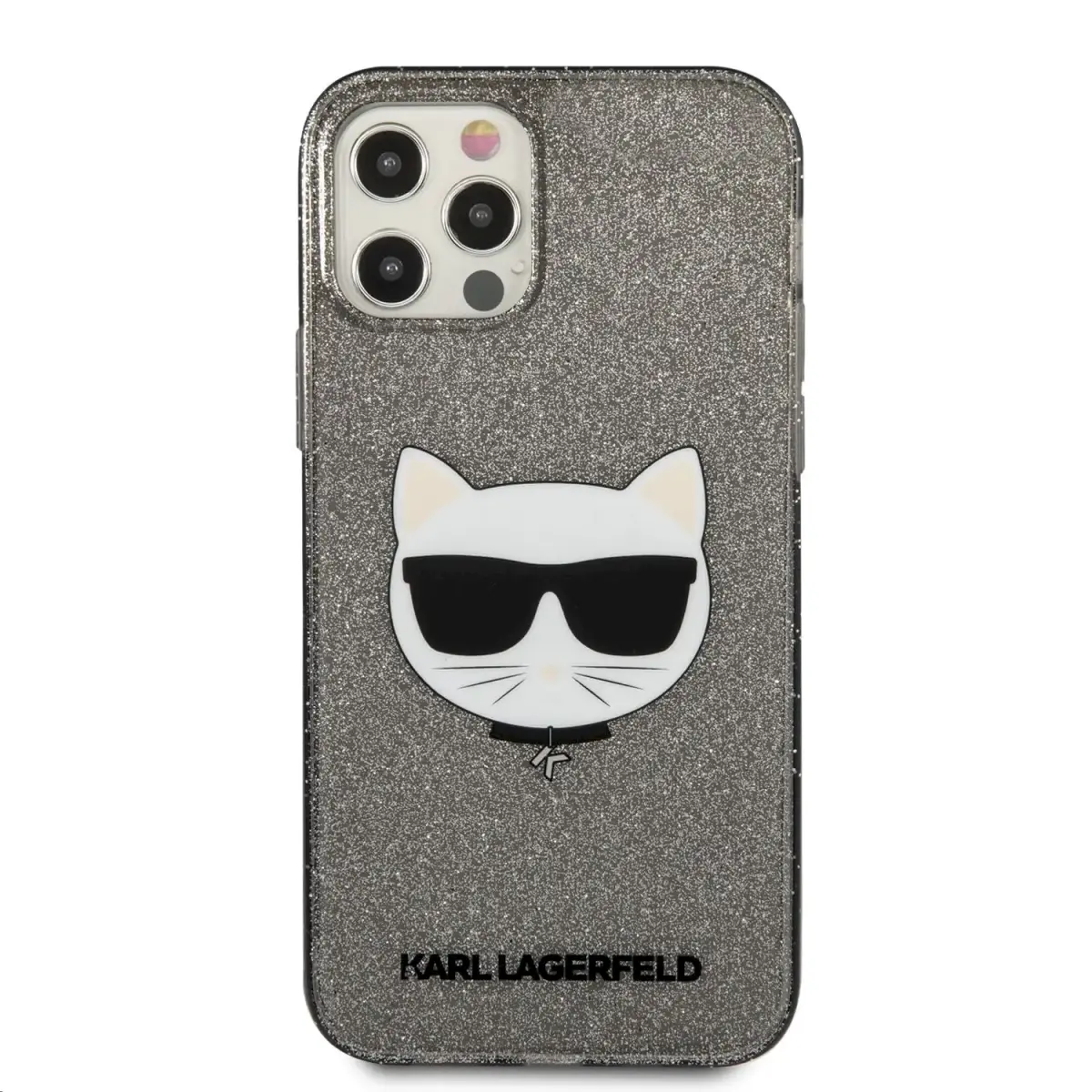 KLHCP12LCHTUGLB Karl Lagerfeld Choupette Head Glitter Case for iPhone 12 Pro Max 6.7 Black