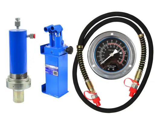 30-tonnine pressikomplekt: silinder, 2-kiiruseline pump, manomeeter voolikuga