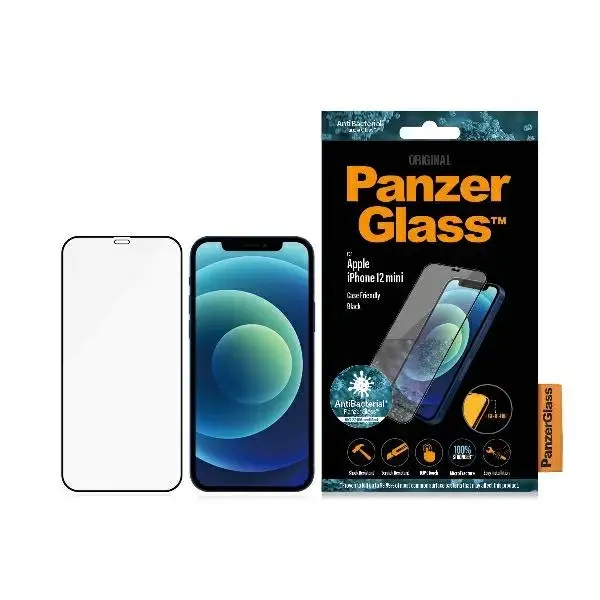 PanzerGlass Pro E2E Super+ iPhone 12 Mini Case Friendly AntiBacterial MicroFracture czarny|black