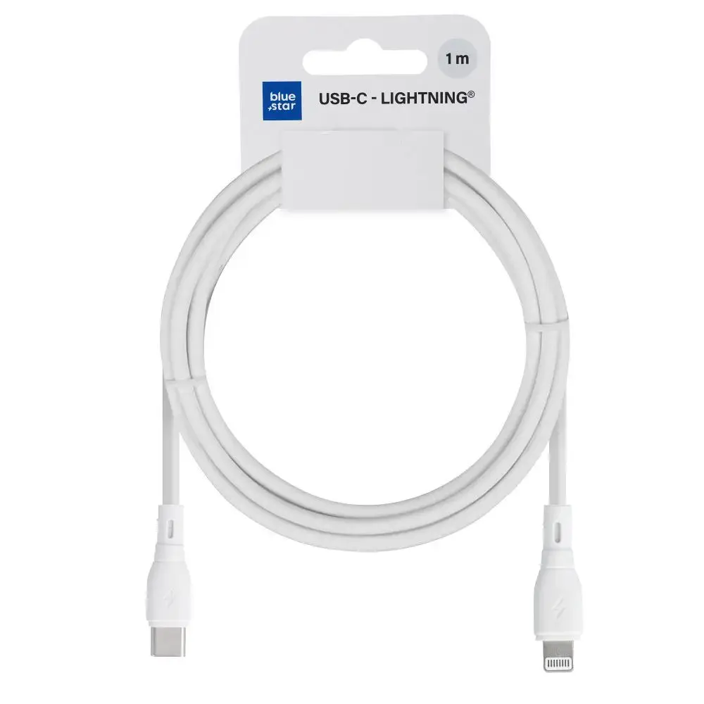 Blue Star PJ72-18-3 data transfer and charging cable | USB-C to Lightning | 27W | 1m | white
