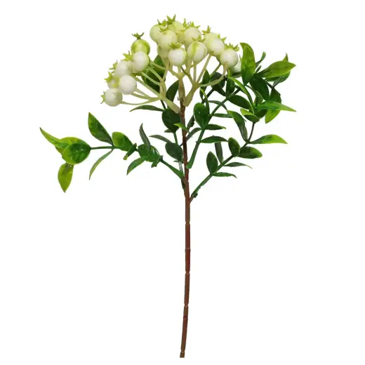 Decorative berries in a bunch 33cm, white