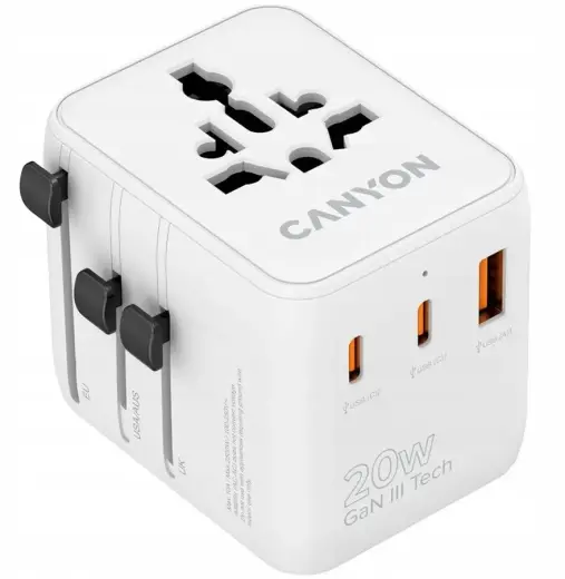 CANYON Travel Adapter OnTour 20 EU|UK|US|AUS 20W  White 5291485019327