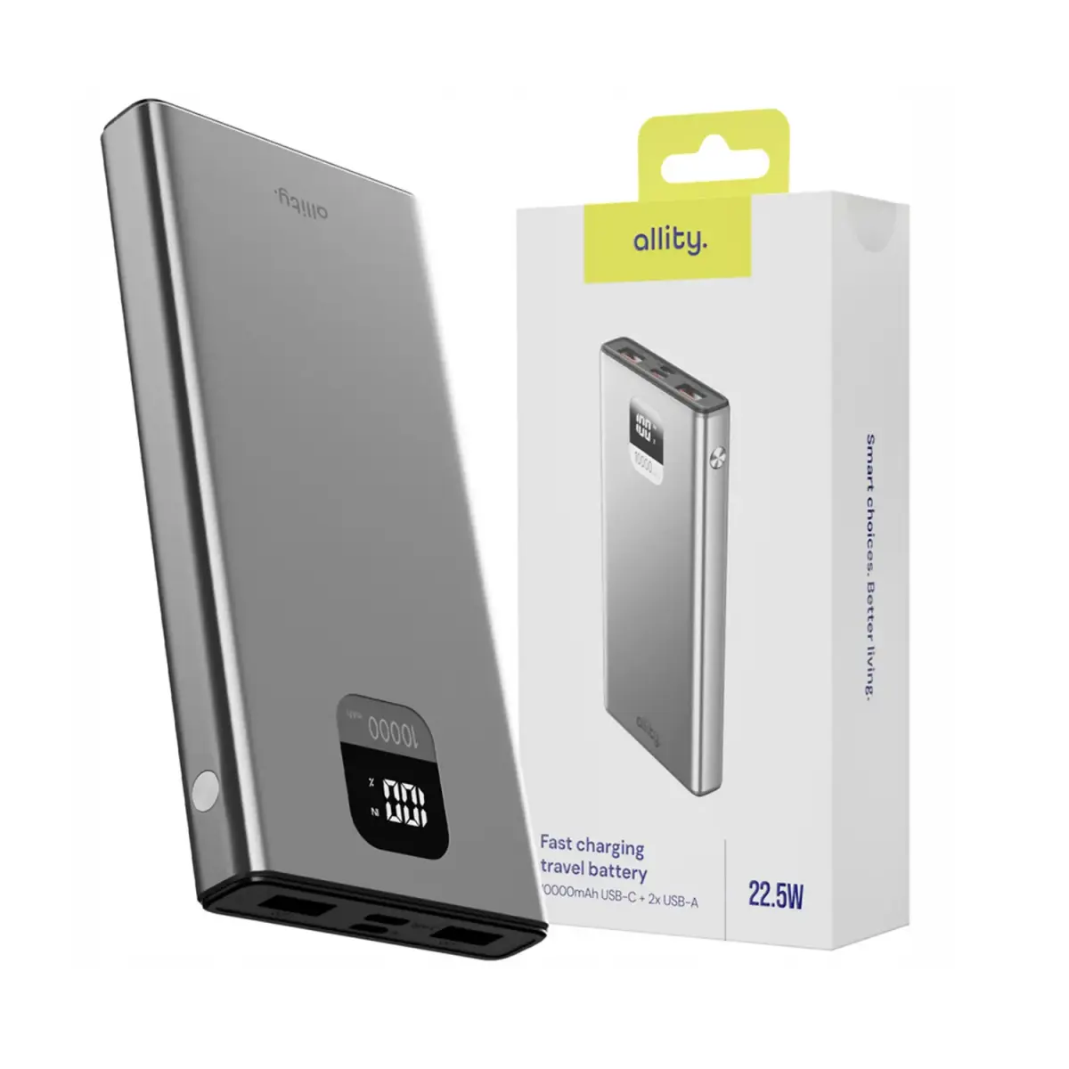 Allity power bank APB-100 PD QC 22.5W 10000 mAh gray