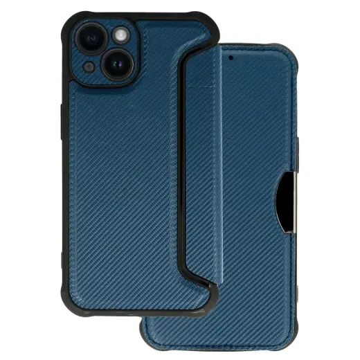 Razor Carbon raamatutüüpi telefoni ümbris iPhone 14 Plus tumesinine