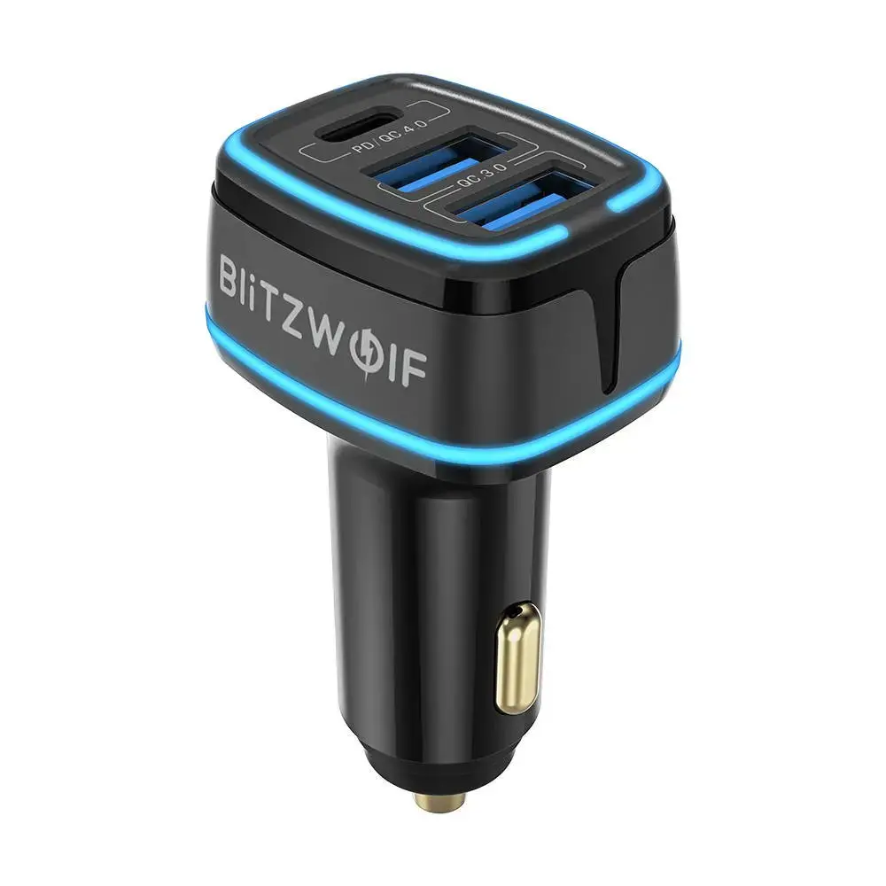 Blitzwolf BW-SD7 car charger, 2x USB, USB-C, 80W (black)