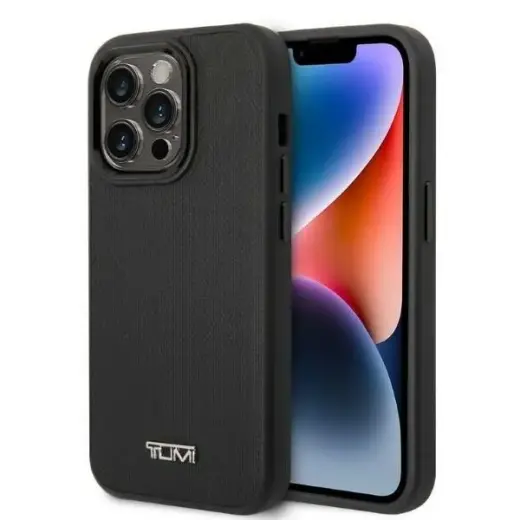 Tumi TUHMP14XRBAK iPhone 14 Pro Max 6,7" czarny|black hardcase Leather Balistic Pattern MagSafe