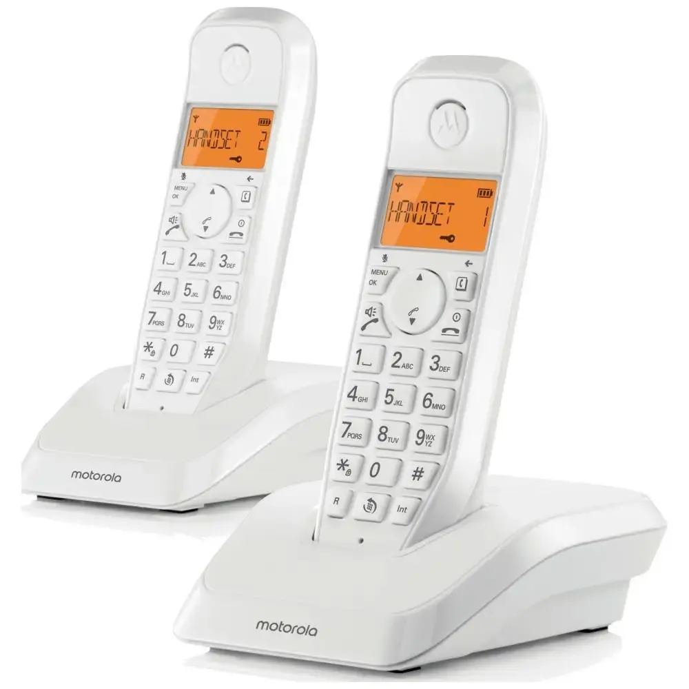 Set of Motorola S1202 cordless landline phones 2 pcs. white