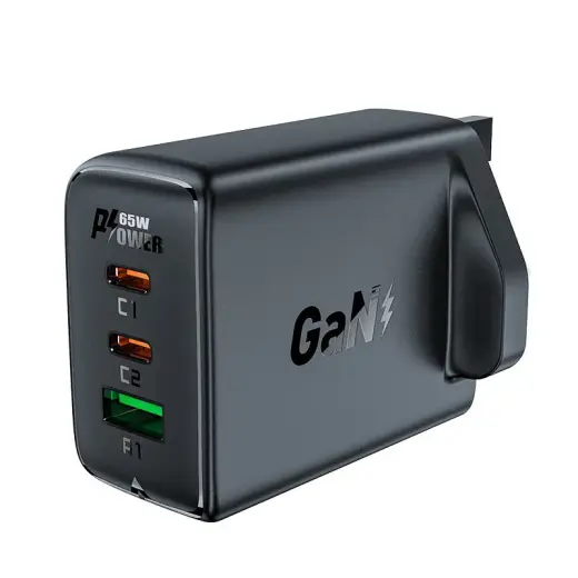Acefast A44 travel charger | 65W | GaN, PD | USB-A, USB-C | black