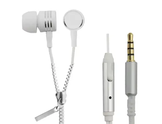 Earphones ZIPPER with microphone white