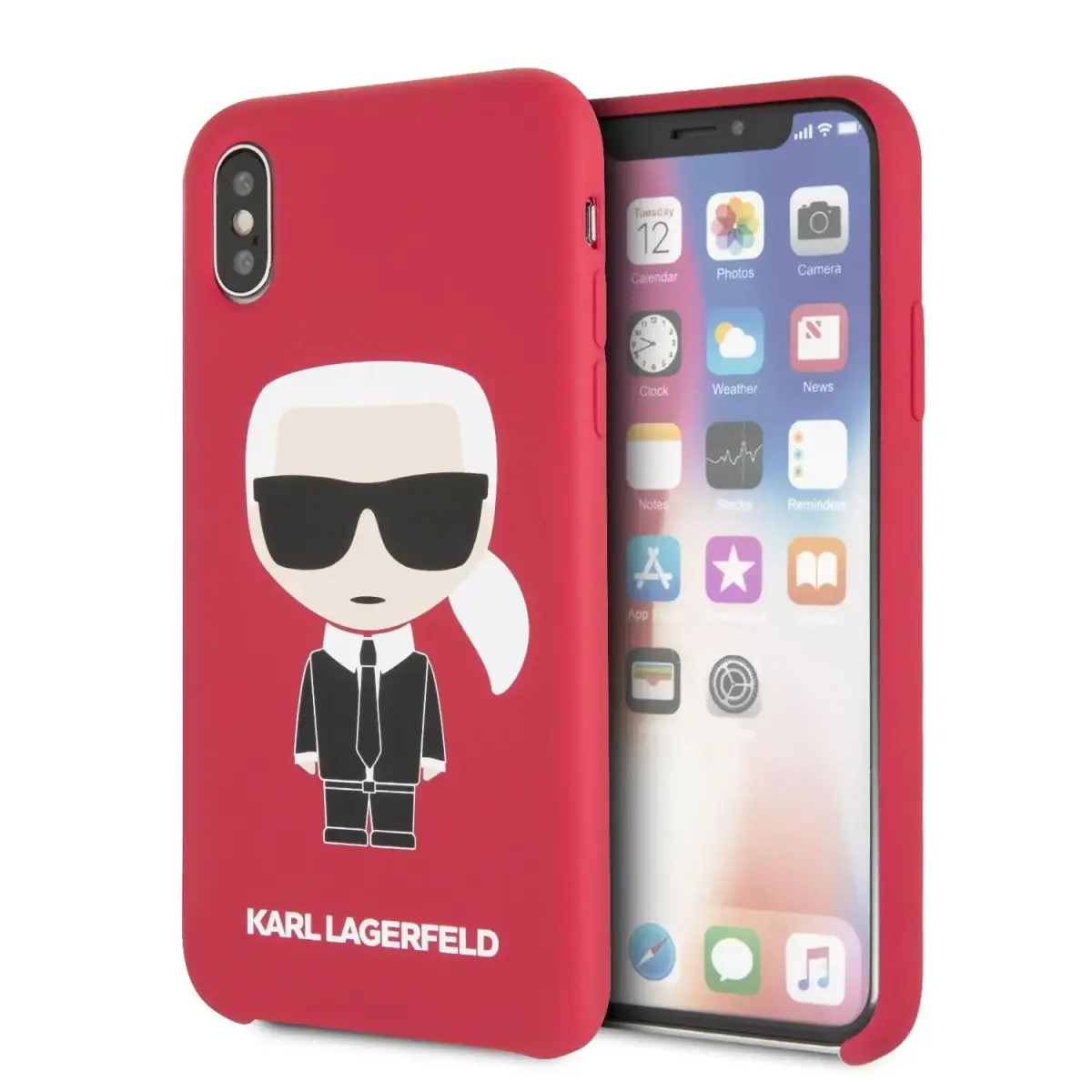 KLHCPXSLFKRE Karl Lagerfeld Iconic Bull Body Silicone Case for iPhone X|XS Red