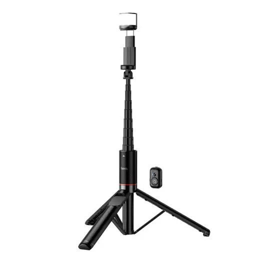 Selfie stick tripod with remote control + LED light Hoco K34 black