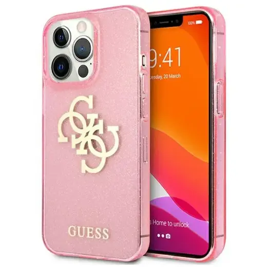 GUHCP13XPCUGL4GPI Guess TPU Big 4G Full Glitter Case for iPhone 13 Pro Max Pink