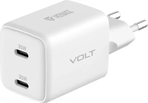 USB C mains charger 2x18W 3A Power delivery 3.0 QC3.0 White