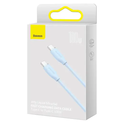 Baseus cable, USB Type C - USB Type C 100W cable, 1.2 m long Jelly Liquid Silica Gel - blue