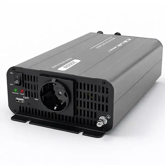 Qoltec MS Wave Voltage Converter | 12V to 230V | 1000/2000W | USB | Compatible with LiFePO4, GEL and AGM batteries