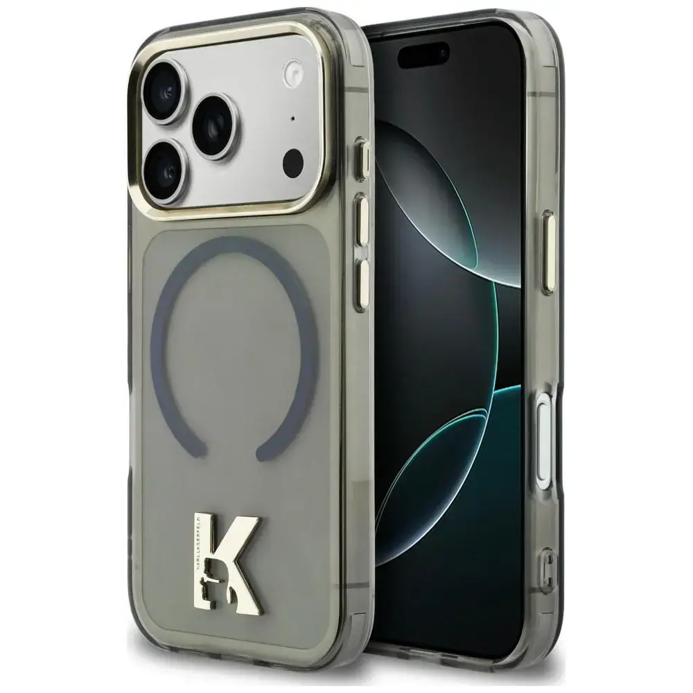 Karl Lagerfeld IML K Head Logo maciņš ar MagSafe atbalstu telefonam iPhone 17 Pro Max melns