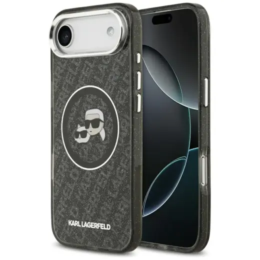 Karl Lagerfeld IML Glitter telefoniümbris MagSafe toega iPhone 17 Air jaoks, must