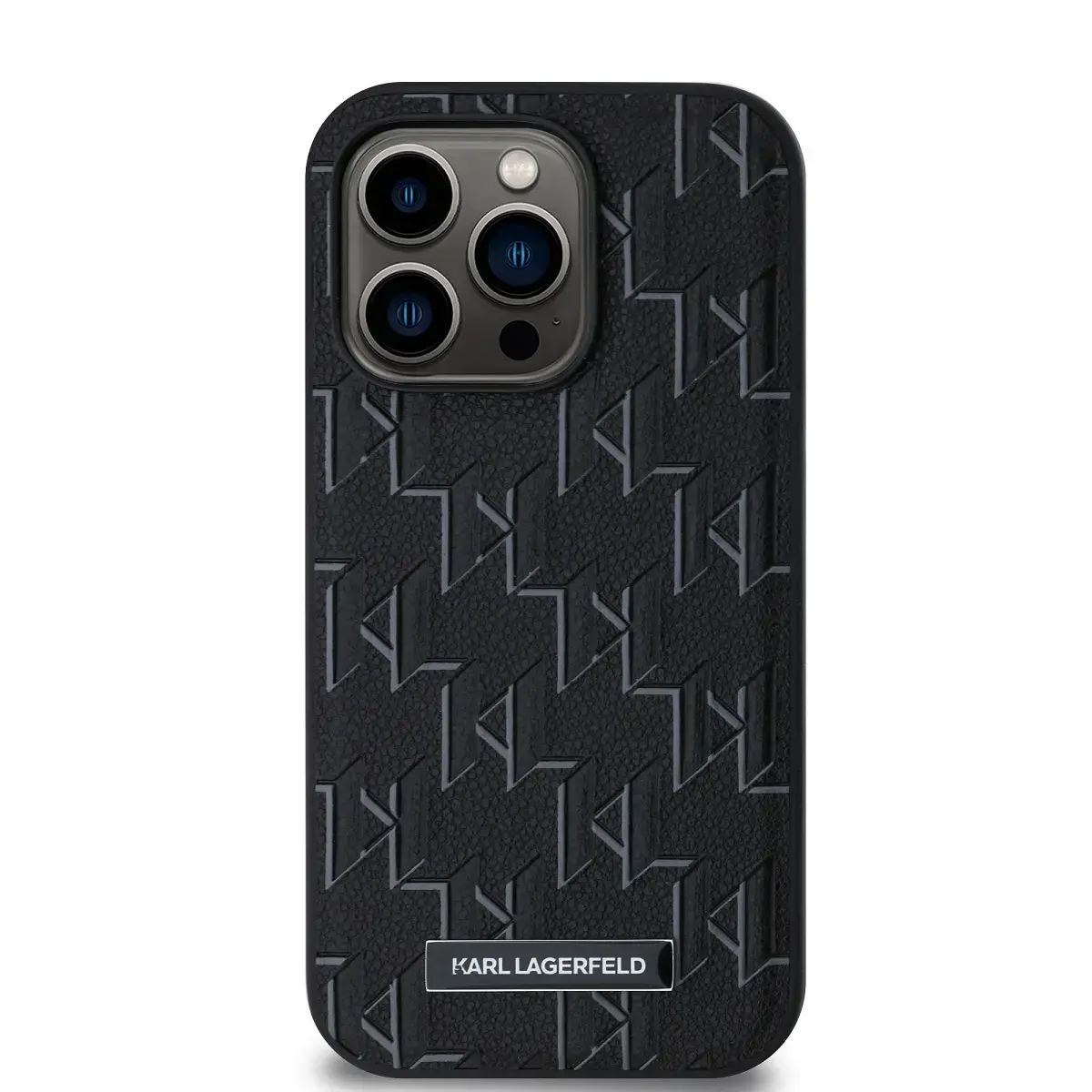Karl Lagerfeld PU Leather Monogram Metal Logo MagSafe Case for iPhone 14 Pro Max Black
