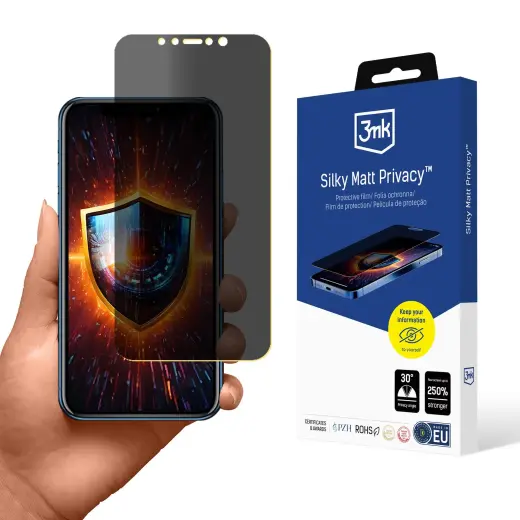3mk Silky Matt Privacy aizsargplēve telefona ekrānam iPhone XR (privātuma efekts)
