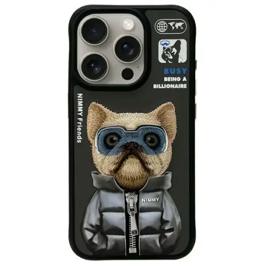 Nimmy etui iPhone 15 Pro 6.1"             czarny|black Cool&Cute 2.0 Dog