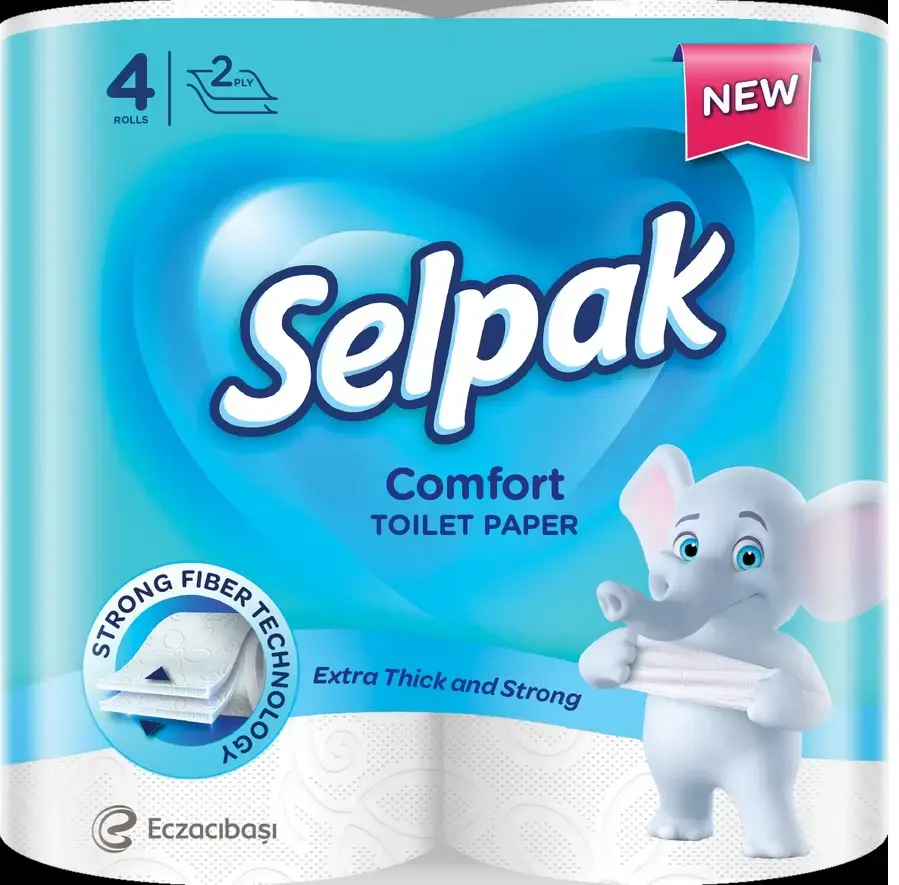 Tualetes papīrs SELPAK, 2 slāņi, 18m, 150 loksnes, 4 ruļļi