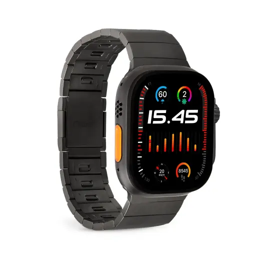 Puro TITAN nutikella rihm Apple Watch (42/44/45/49 mm) jaoks | roostevaba teras | must