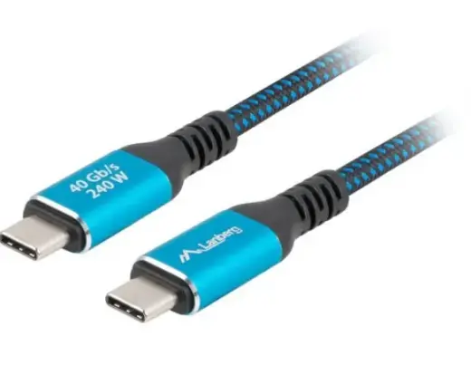 Kabel USB-C M|M USB4 1.5M 240W 60HZ czarno-niebieski