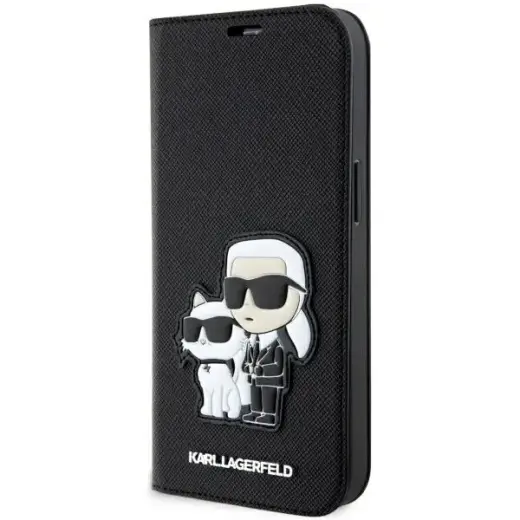 Karl Lagerfeld KLBKP14LSANKCPK iPhone 14 Pro 6.1" bookcase black|black Saffiano Karl & Choupette