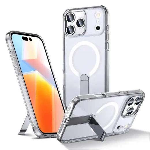 Hybrid Armor X phone case with stand and MagSafe support for Samsung Galaxy S26 Ultra (S948) transparent
