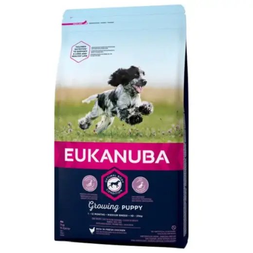 Сухой корм для щенков - Eukanuba Puppy and Junior Medium Chicken, 3 кг