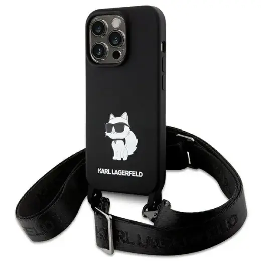 Karl Lagerfeld KLHCP15LSCBSCNK iPhone 15  Pro 6.1" hardcase czarny|black Crossbody Silicone Choupette