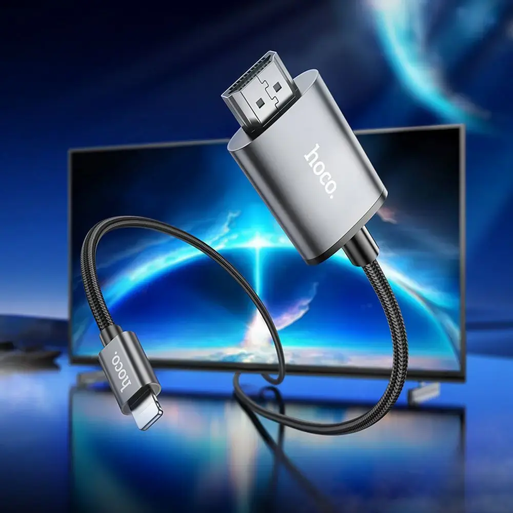 Cable Lightning to HDMI Hoco 1080p 2 m UA27 metal gray