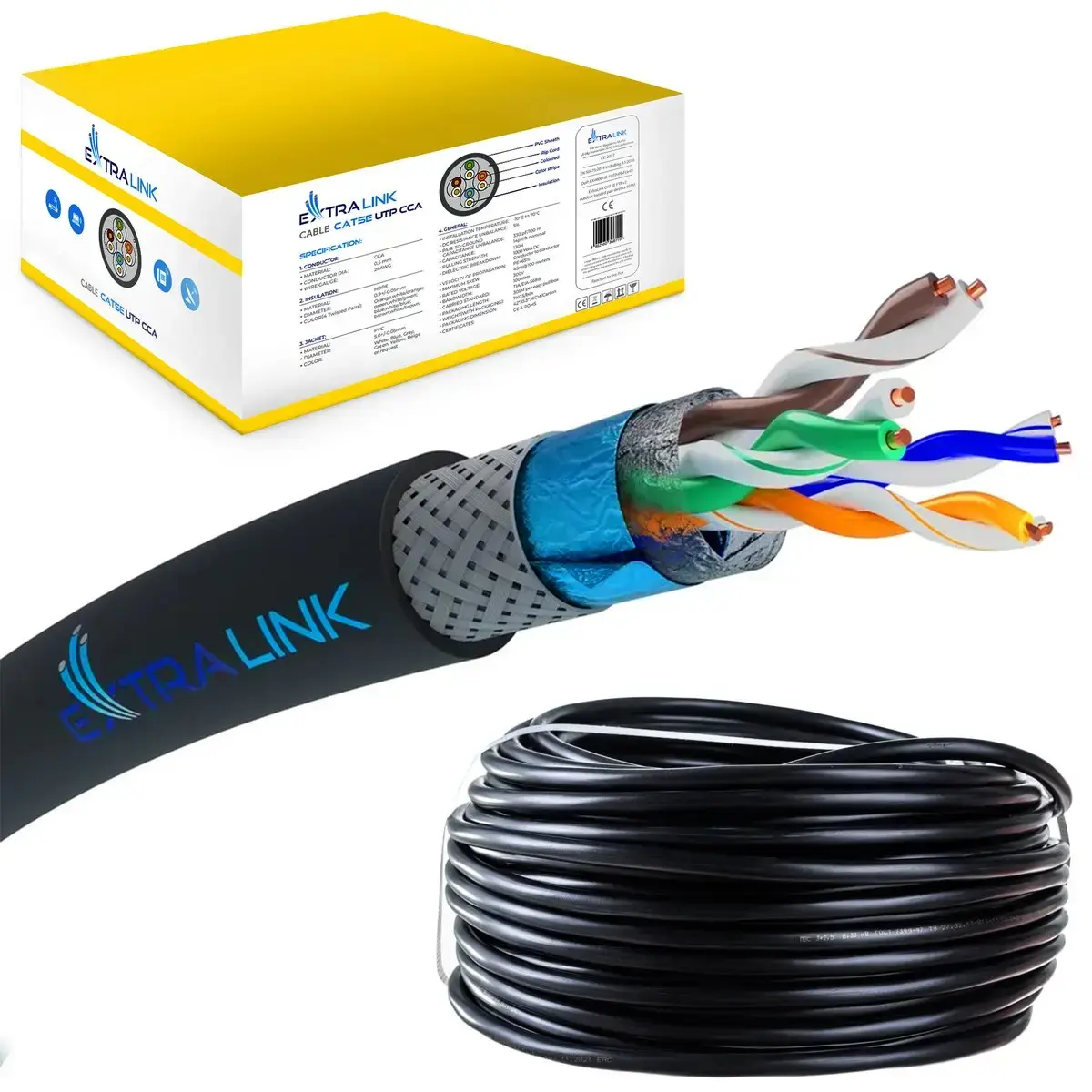 Extralink CAT5E SFTP (SF|UTP) V2 Outdoor | Twisted pair | 305M