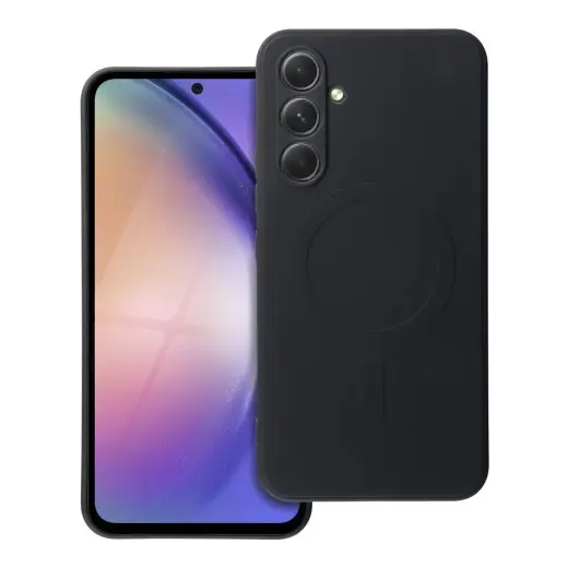 Silicone Mag Cover telefono dėklas su MagSafe palaikymu Samsung Galaxy A54 (A546) juodas