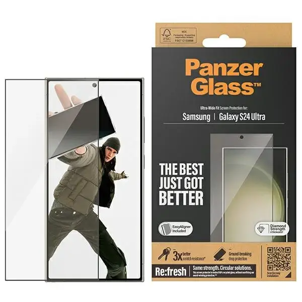 PanzerGlass Ultra-Wide Fit aizsargstikls telefonam Samsung Galaxy S24 Ultra S928 ar aplikatoru