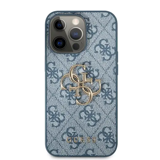 GUHCP13L4GMGBL Guess PU 4G Metal Logo Case for iPhone 13 Pro Blue