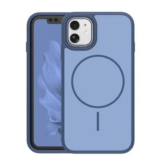 Frame Thin Mag maciņš ar MagSafe atbalstu telefonam iPhone 11 tumši zils