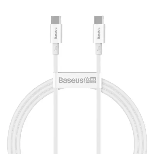 Baseus Superior Series datu pārraides un uzlādes vads | USB-C uz USB-C | 100W | 1m | balts