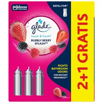 Glade Touch & Fresh Bubble Berry Splash 2+1 - Sada náplní do osvěžovače vzduchu