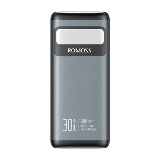 Romoss PMT30 external battery (powerbank) | 30000 mAh | 30W | USB-C, Lightning, USB-A | LED flashlight, LED display | black