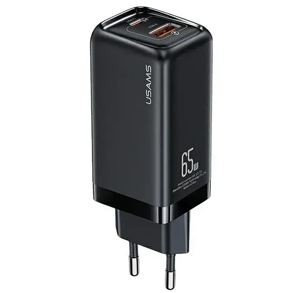 USAMS T47 tīkla lādētājs | 65W | PD | USB-C, USB-A | melns