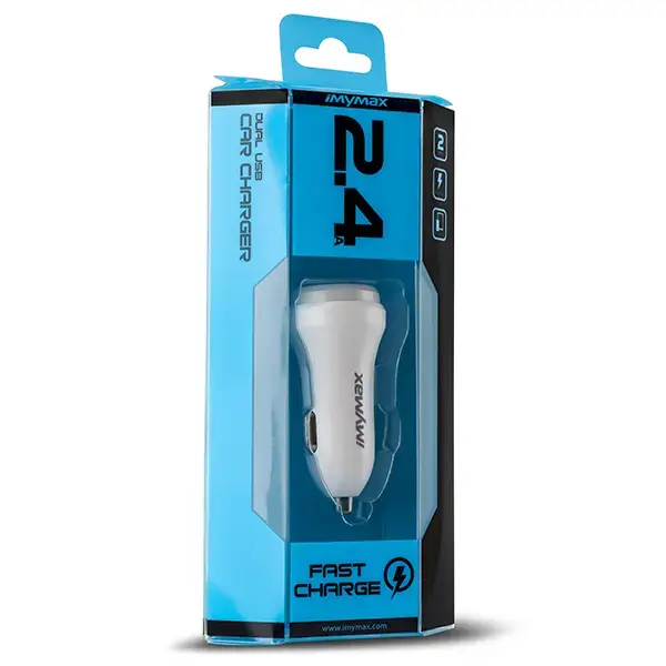 iMymax C24 Premium Auto Lādētājs 2 x USB 2.4A Balts
