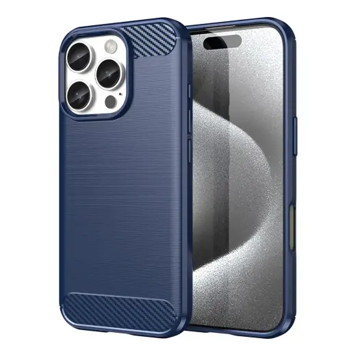 Carbon telefono dėklas iPhone 16 Pro Max mėlynas