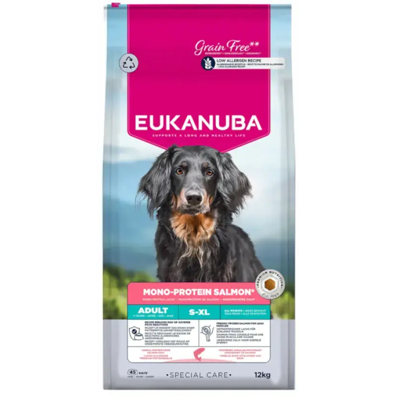 Sausa barība suņiem - Eukanuba Adult Special Care Mono protein Salmon 12KG